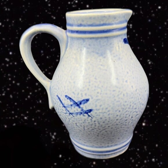 Staffel Stoneware Pitcher W Germany Cobalt Blue Salt Glaze Pottery Stoneware 5”T - Picture 3 of 10